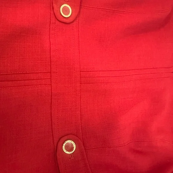 Tory Burch Red Gold Buttoned Sheath Midi Dress - Picture 3 of 3